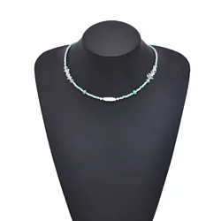 Simple Seed Beads Choker Necklace Women Collar Charm Handmade Bohemia Female Baroque Pearls Jewelry Crystal Pendant Accessory