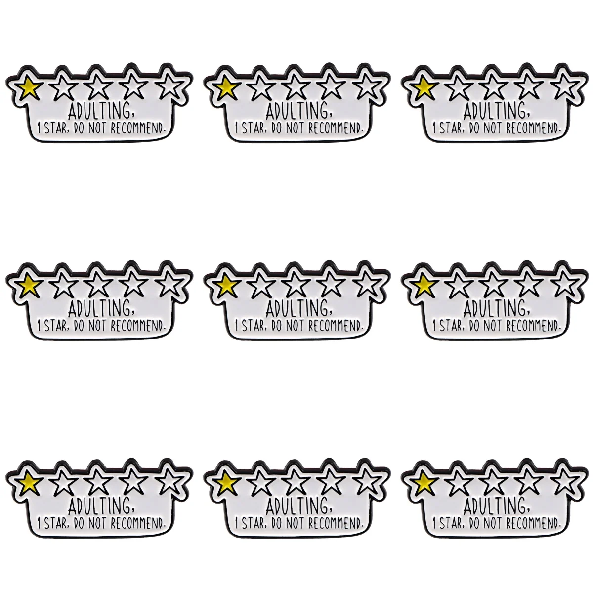 9 Stück ERWACHSENE, 1 STERN Emaille Pin Lustige Zitate Brosche Set Damen Broschen Mode Revers Abzeichen Schmuck Freunde Geschenk