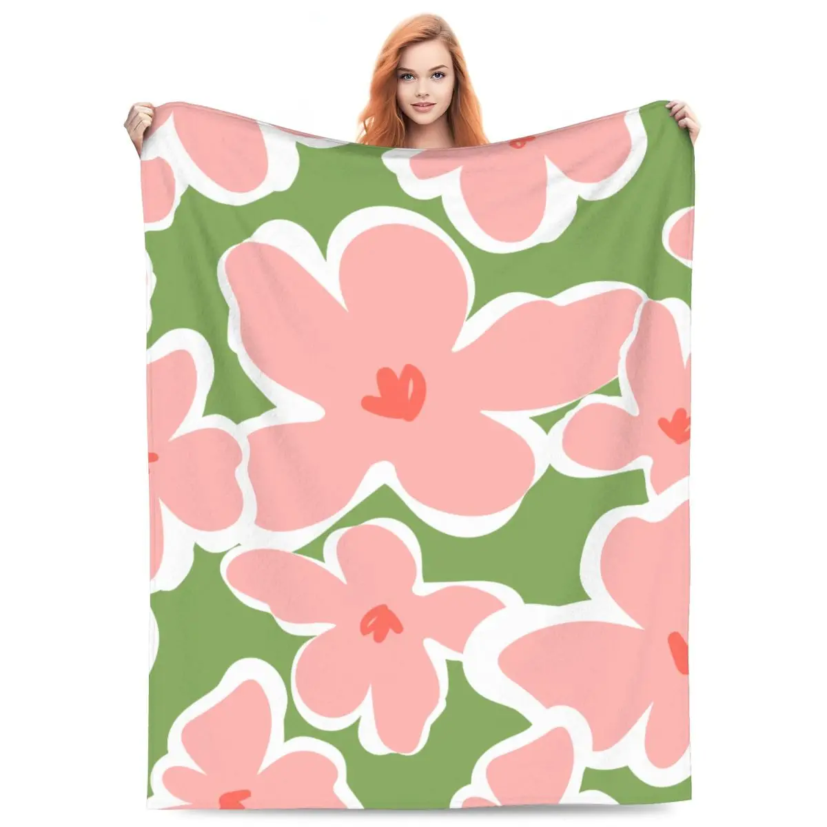 Flower Coloring Pattern Blanket Flannel Sofa Throw Blanket Multi-function for Couch Bedding Office Throws Bedspread Quilt