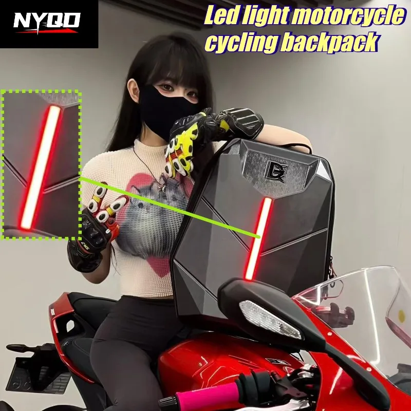 LED Lights Motorcycle Riding Backpack Backpack Knight Locomotive Bag Men Women Motorcycle Travel Hard Shell Helmet Bag