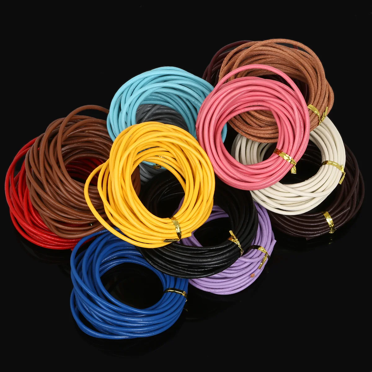 

90m Large Packaging 12 Colors Genuine Leather Round Rope Cord String Strap For DIY Woven Necklace Bracelet Jewelry Supplies