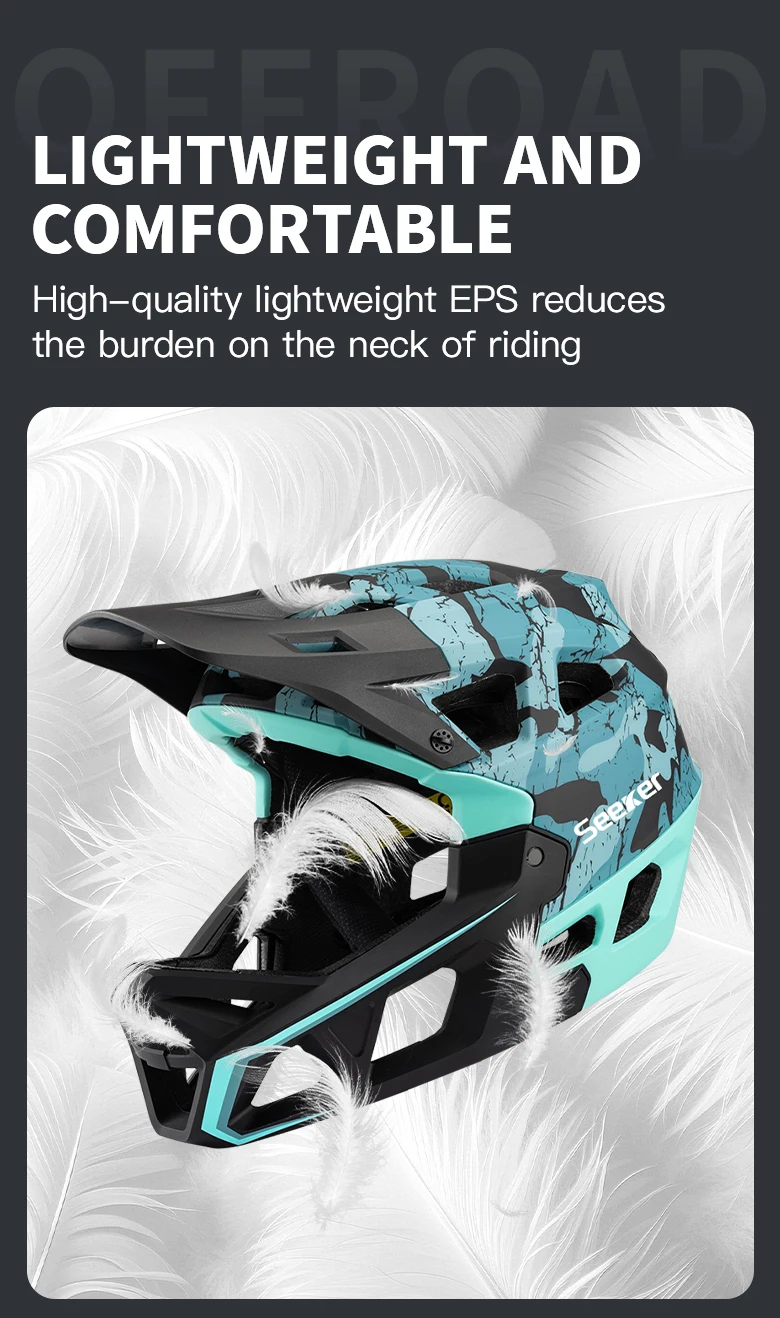 Seeker Mountainbike Tarnmuster Offroad Vollvisierhelm Leichtgewicht Outdoor Downhill Fahrrad Sicherheitsausrüstung – Detail 5