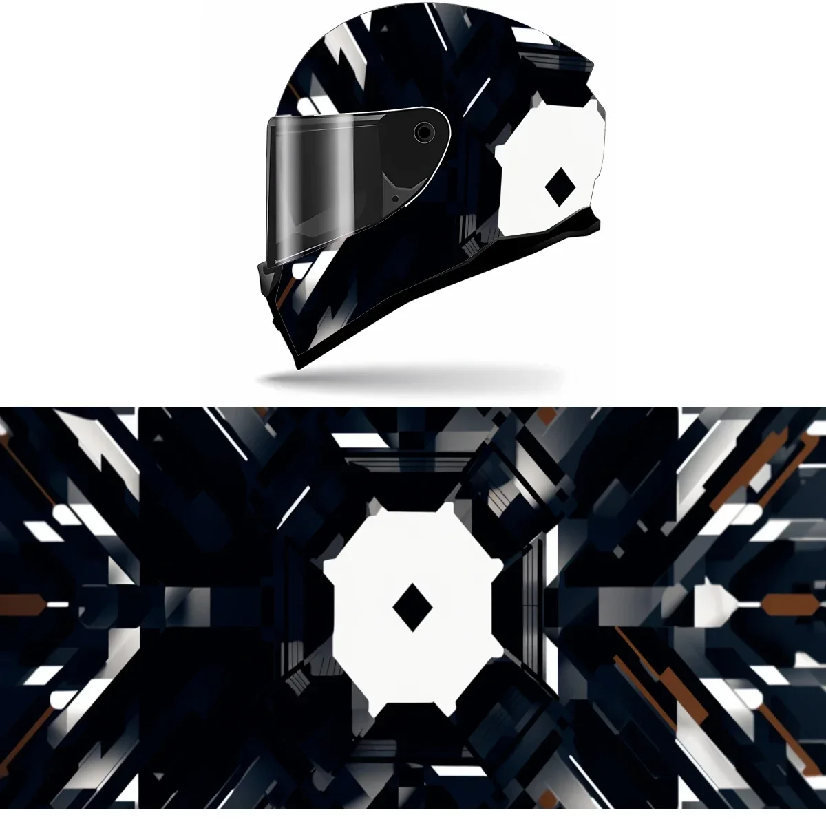 

Futuristic Geometric Shapes Full Helmet Wrap Sticker Motorcycle Helmet Racing Graphic Decal Vinyl Wrap Helmet Decor Sticker