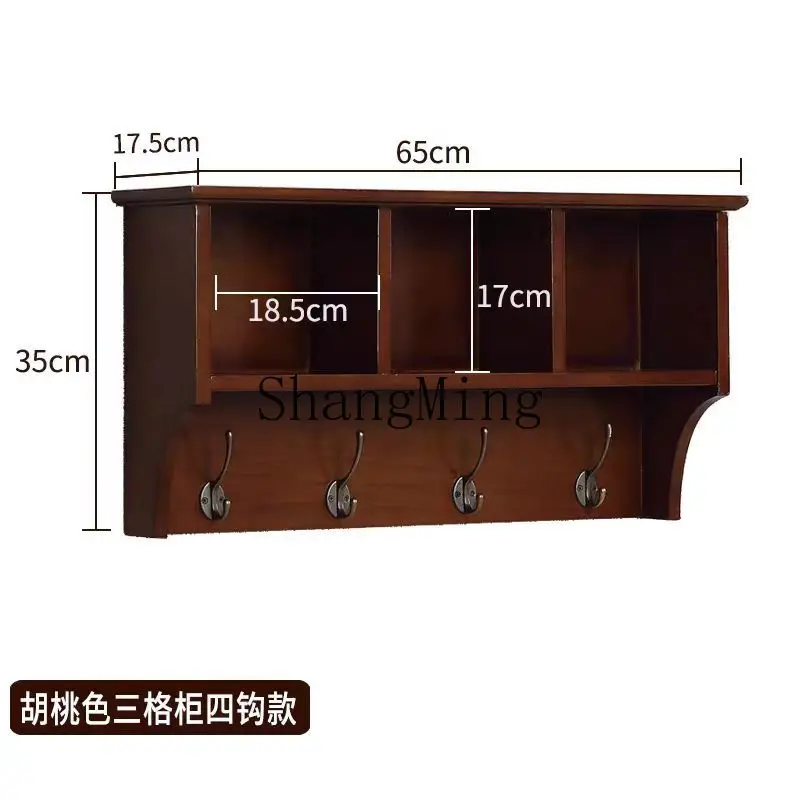 

ZYY household entrance shelf shelf hook wall-mounted solid wood hanger