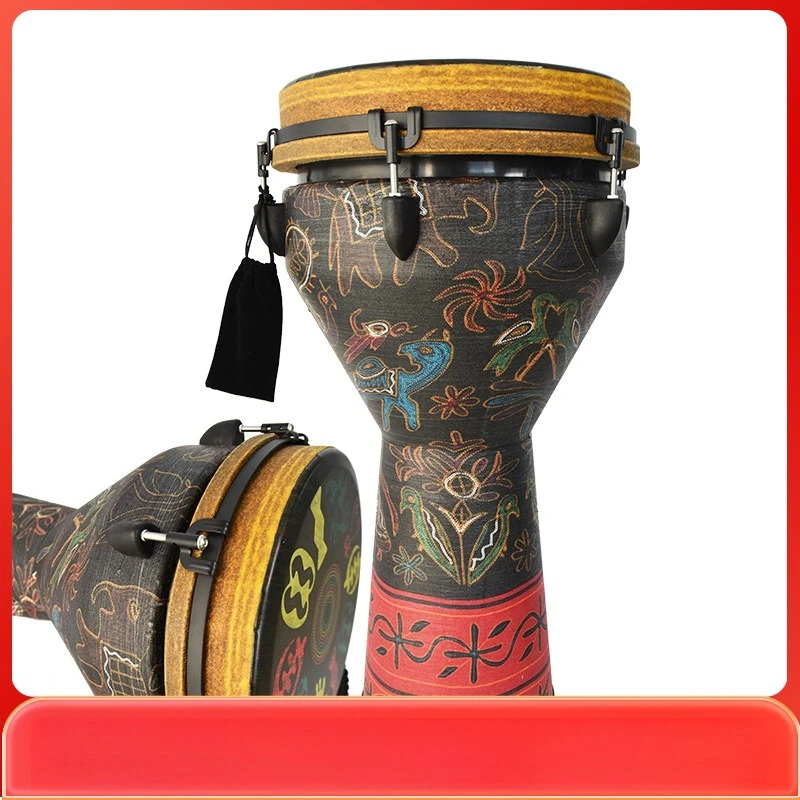 Professional retro adult drum, environmentally friendly wood African drum, professional tambourine percussion instrument