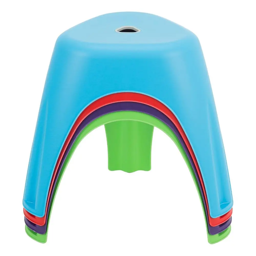 Commercial urniture Assorted Indoor/Outdoor Plastic Stack Stool, Blue, Green, Red, ple (Pack o 4)