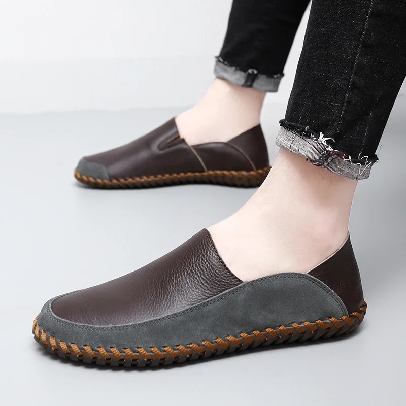 

Comfortable Casual Men's Cow Leather Shoes Men Loafers Plus Size Shoes Men Real Leather Flats Breathable Driving Shoes Moccasins
