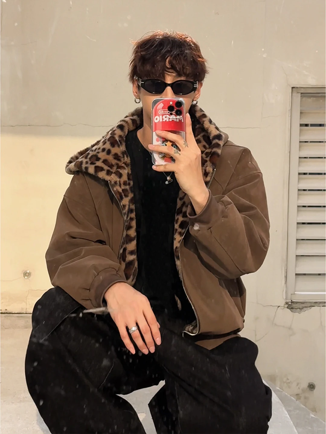 

Мужская зимняя теплая куртка Bury с леопардовым принтом, двусторонняя, на флисовой подкладке, из хлопка, Cleanfit, повседневная, на молнии, удлиненная