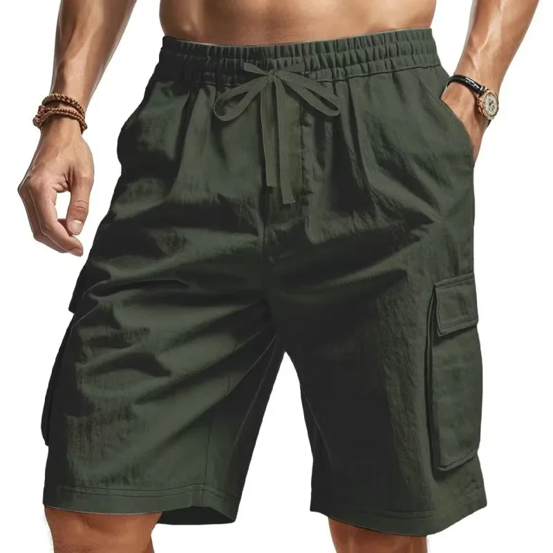 Novos Shorts Masculinos de Verão 2026: Moda Sólida com Múltiplos Bolsos, Leves e Respiráveis para Trabalho, Esportes ao Ar Livre e Lazer na Praia