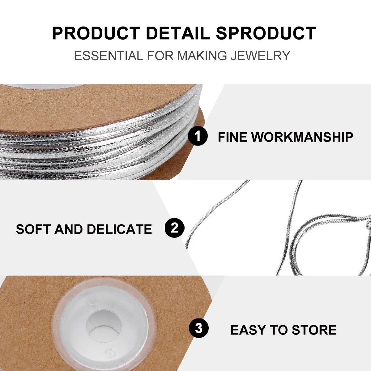 

Cord Roll Flat Knitted Thread 15m Silver Durable for Jewelry Making Bracelet Necklace Beading DIY Craft Accessories