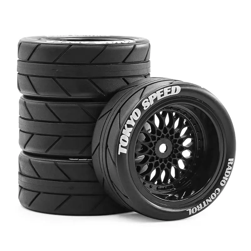 Pneus de course de rallye RC 65mm, 4 pièces, pneus à dérive FW06 Tamiya TT01 TT02 XV01 1/10 RC, pièces de mise à niveau, pneus de moyeu de roue
