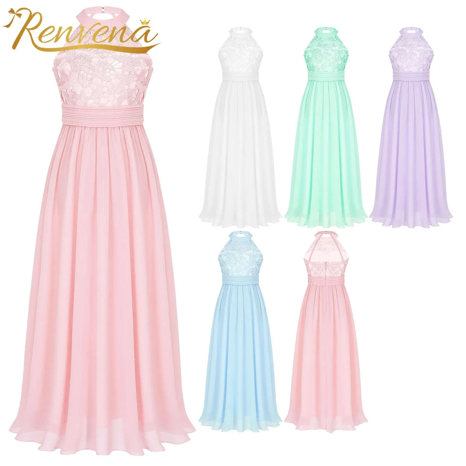 Flower Girls Wedding Dress Lace Chiffon Children Holy Communion Dress Graduation Gown Filles Robes Kids Evening Party Vestidos