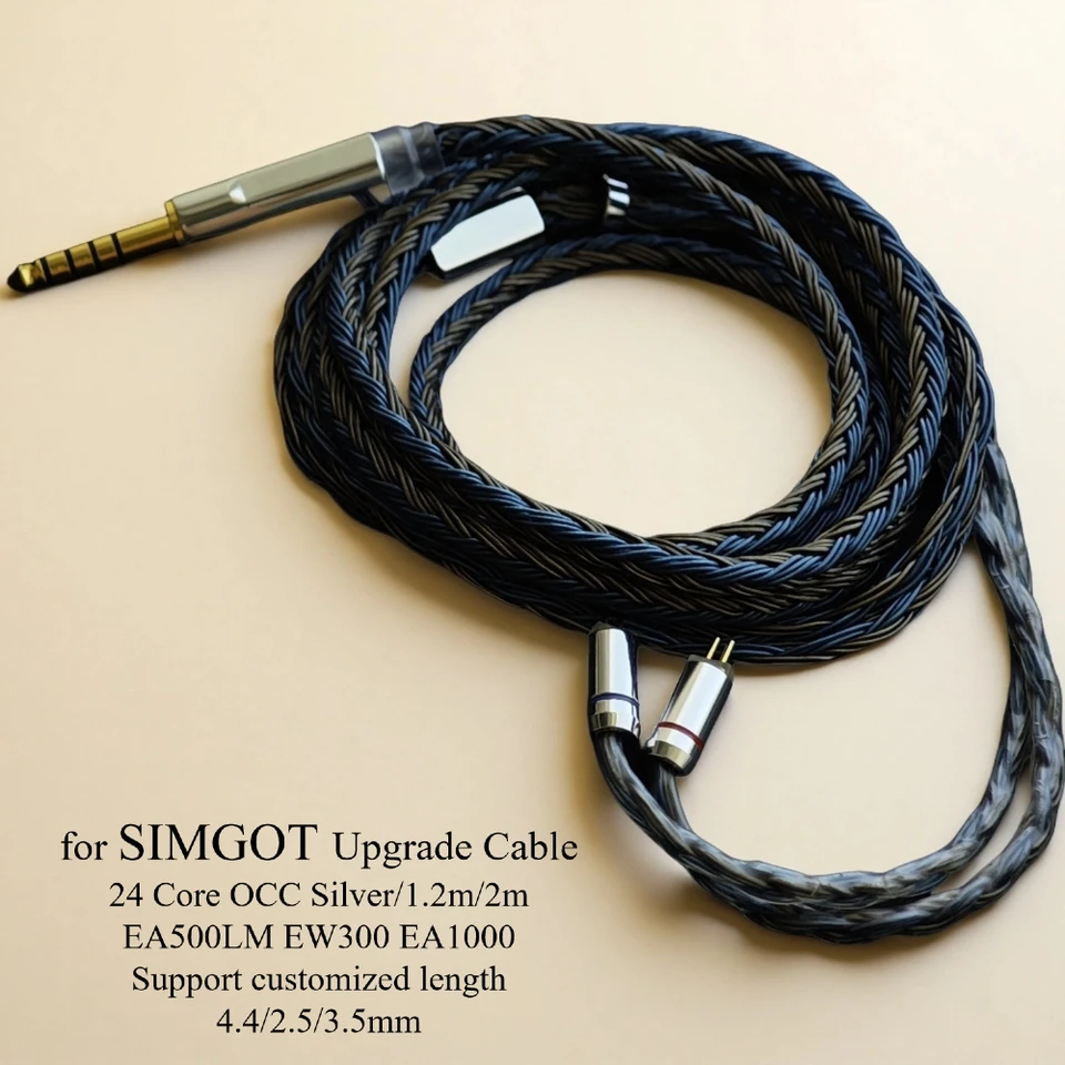 SIMGOT EA500LM EW300 EA1000用2ピン0.78mmケーブル、24コアOCC銀