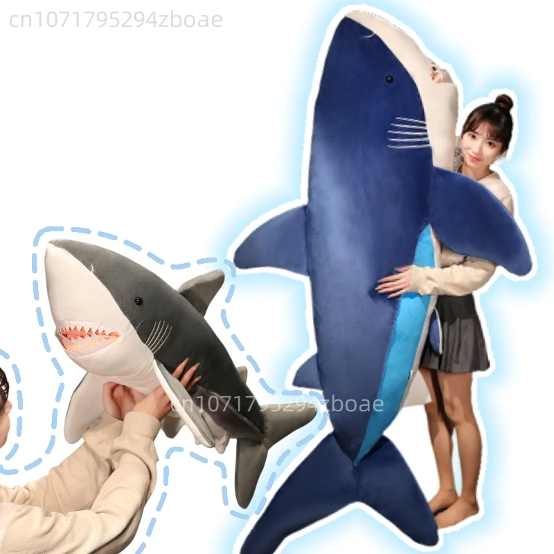 Simulation Fierce Shark Plush Doll Blue Gray Megalodon Marine Creature Plush Doll Pillow Decoration Bedroom With Sleeping Doll