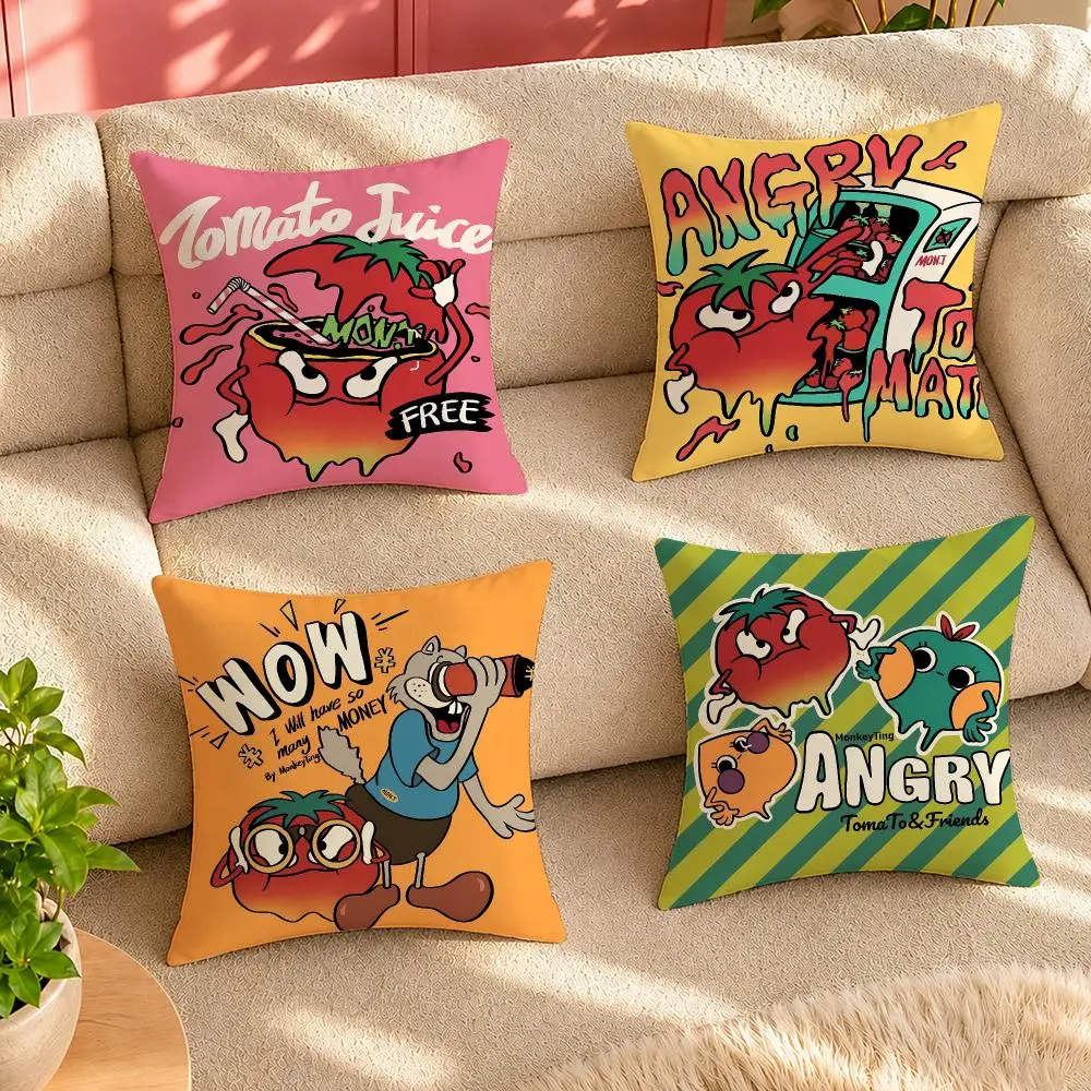 Angry T-Tomato anime Cushion Cover Pillow Cover Decorative Throw Couch Home Decor for Living Room Sofa