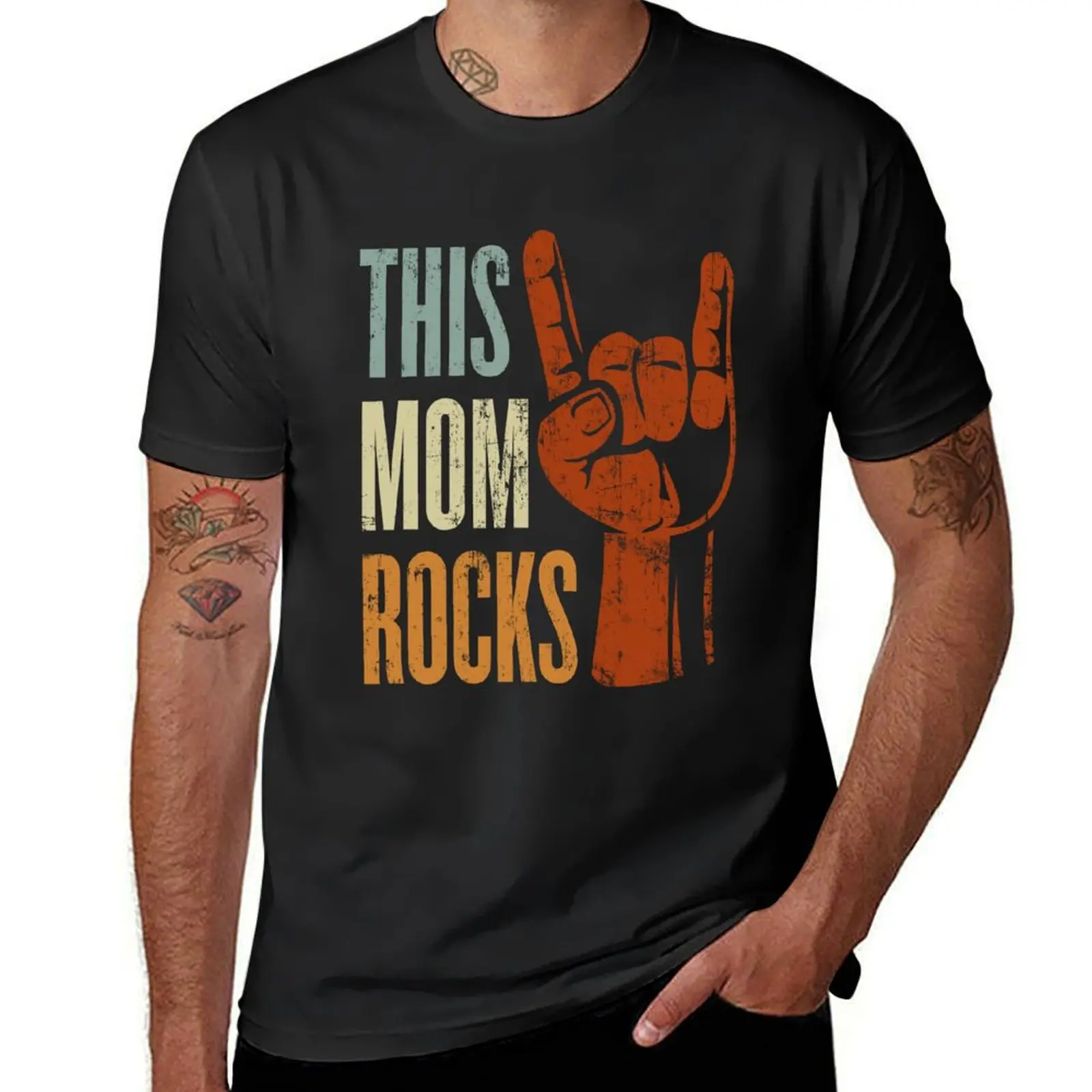 This Mom Rocks Rock n Roll Music Gift for Mother T-Shirt vintage boys animal print t shirt for men