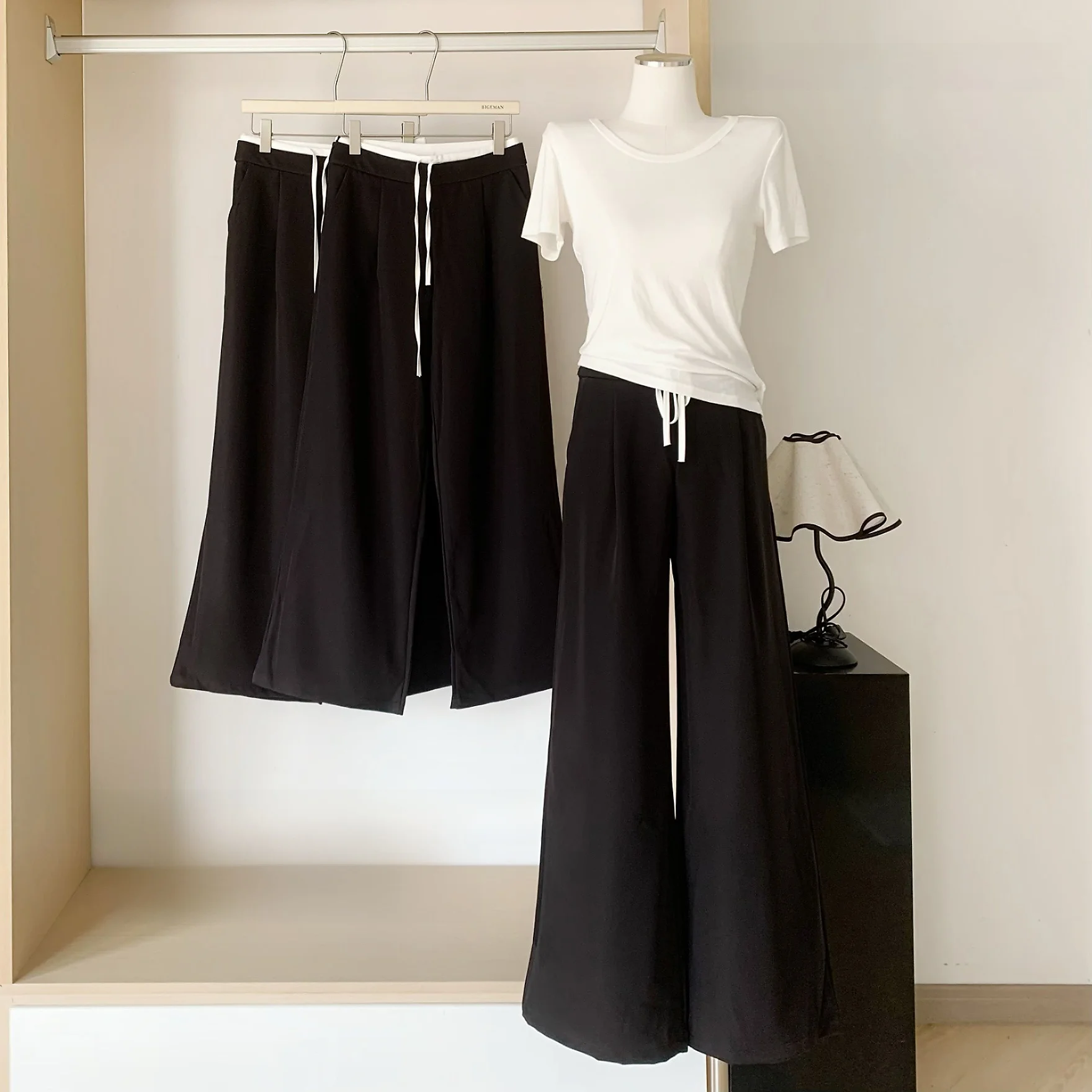 กางเกงขายาวทรงหลวมสไตล์ลำลอง สีสันสดใส ดีไซน์เอวคู่แบบผูกเชือก สไตล์เกาหลี ดีไซน์ทันสมัย ผ้าฝ้ายใส่สบาย เหมาะสำหรับผู้หญิง