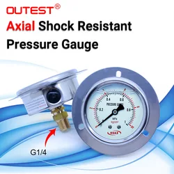 OUTEST Axial stainless steel  Air oil water Hydraulic Pressure gauge Thread G 1/4 manometer pressure gauge 17 measuring range