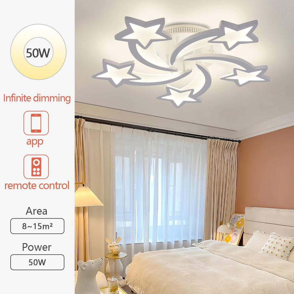 Star Acrylic Smart Ceiling Lamp APP Remote Control Dimmable, Glossy Indoor IRALAN Lamp for Living Room Decoration