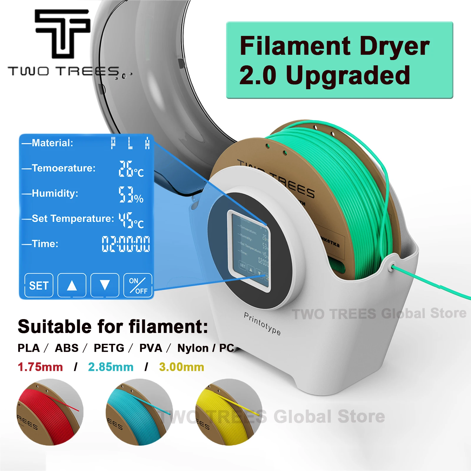 

3D Printer Filament Dryer PLA PETG ABS TPU 1.75/2.85/3.00mm Filament Dry Box Filaments Dehydrator Storage Box 3D Printer Part