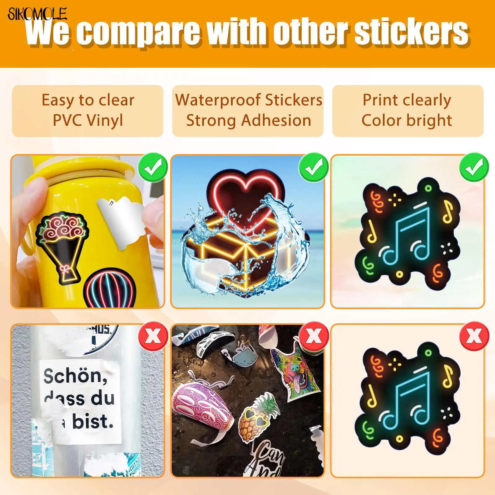 10/30/50PCS Cartoon Neon Light Stickers giocattolo classico bambini fai da te auto chitarra moto bagaglio valigia decalcomanie Graffiti Sticker Pack