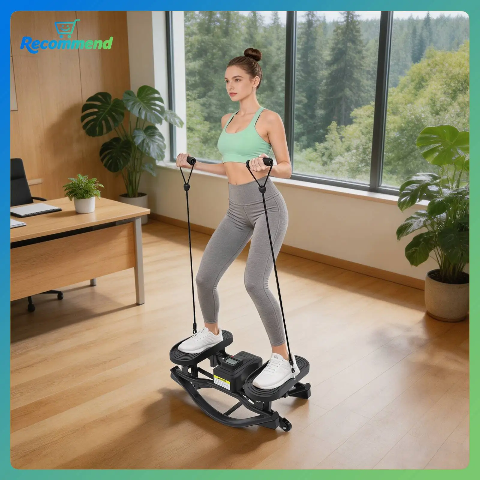 Rocking Stepper, Lateral Rocking Stepper, Rock Stepper Machine, Side-to-Side Stepper with Bands, Sturdy Frame, Knee-Friendly, Quiet Exercise, for Home Fitness, Glutes & Core