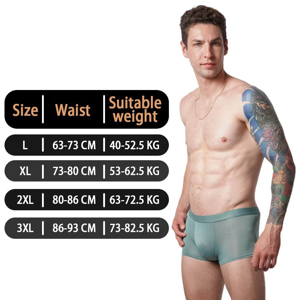 2024 Hot Summer Cool Ice Silk Boxers Panties Mens Breathable Soft Shorts Man Sexy Lingerie Underpants Underwear L-6XL Oversizes