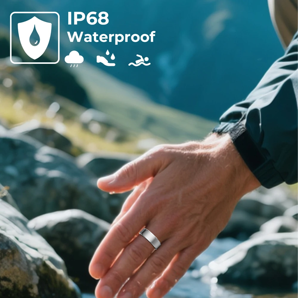 R100 Uomo Donna Anello intelligente IP68 Impermeabile HRV Frequenza cardiaca Ossigeno nel sangue Monitor antistress Fitness Tracker Anello da dito intelligente