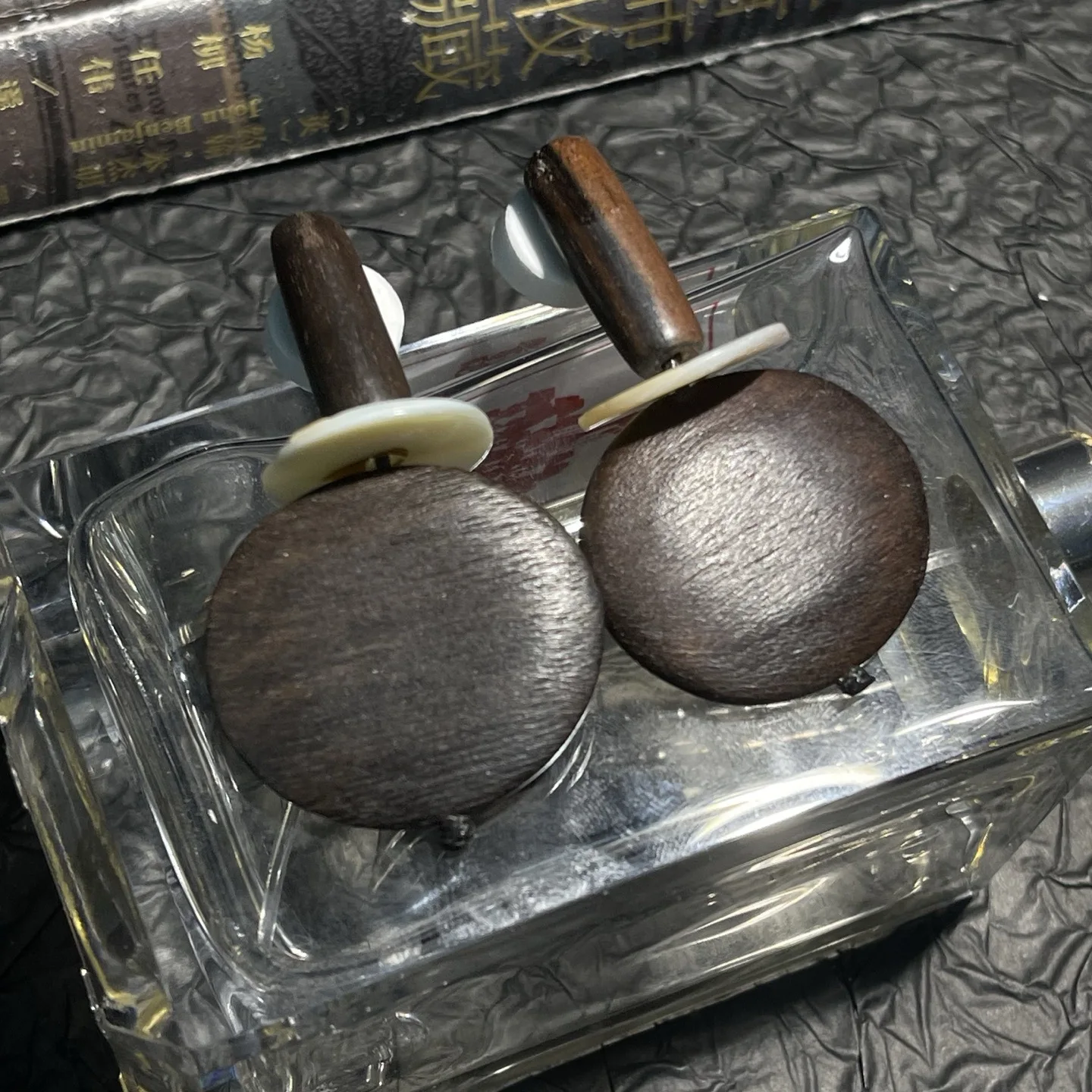 

Модные ретро-серьги с геометрическим узором из коричневого эбенового дерева для женщин и девушек, оптовая продажа.