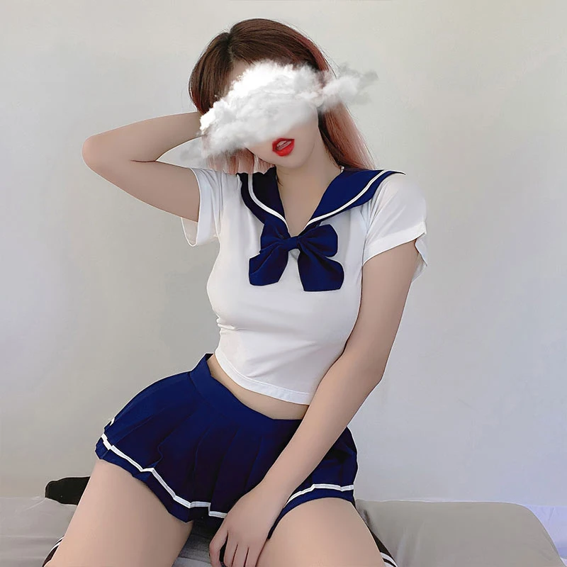 Disfraz de Cosplay de chica escolar japonesa Kawaii, uniforme de estudiante, pijama Sexy, lencería para mujer, Falda plisada, juego de rol