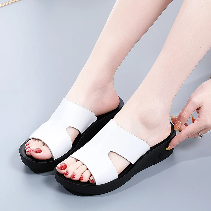 2024 New Fashion Summer Women\'s Sandals Luxury Wedges Slippers Black Platform Shoes for Women Shoes Zapatos De Mujer