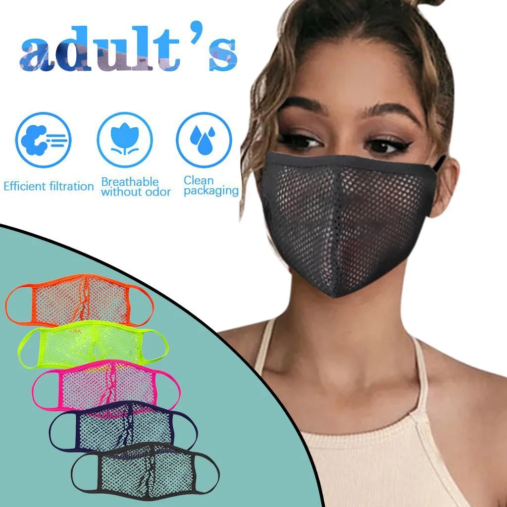 

Fashion Face Mask for Man Women Adult Solid Color Mesh Breathable Washable Reusable Mouth Cover Face Decoration Cosplay Props