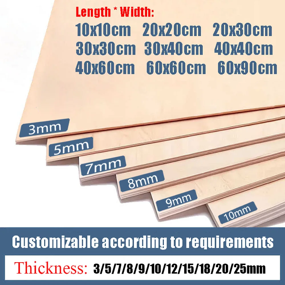 Solid Wood Board Balsa Wood 10-60cm Long 10-90cm Wide 3/5/7/8/9/10-25mm Thick For Craft DIY Project Wood DIY Craft Accessories