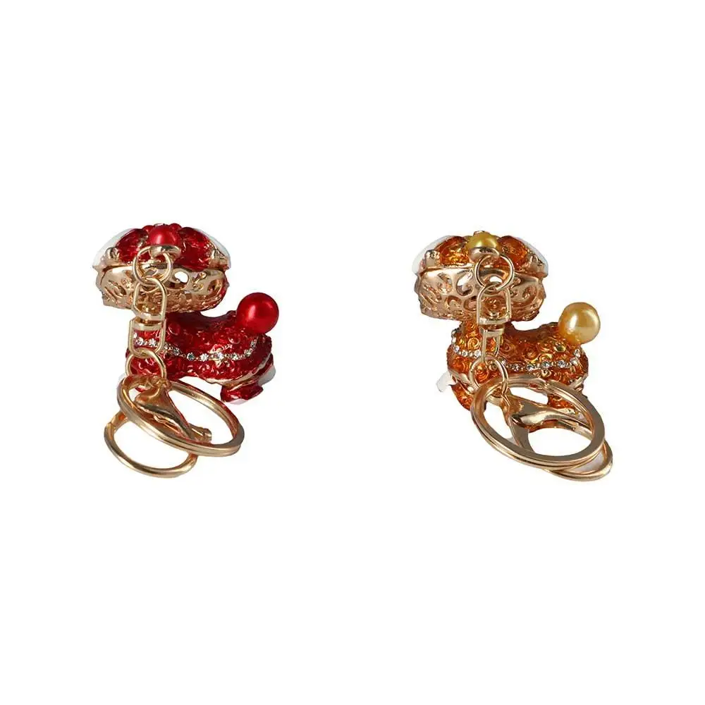 مفتاح حامل المهرجان الصيني التقليدي استدارة الرقص الأسد المفاتيح سيارة مفتاح سلسلة كريستال الرقص كيرينغ محفظة قلادة