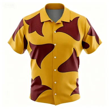 Men's Inspiration Shirt Yellow and Chestnut Abstract Print Casual Top