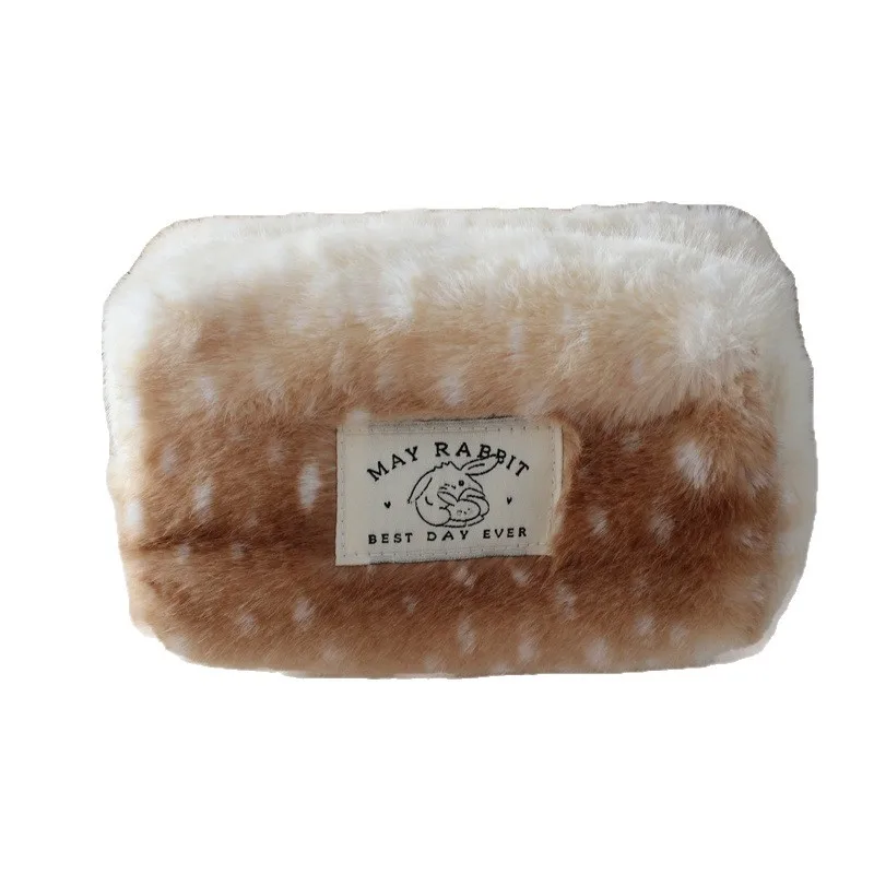 

Косметичка-органайзер для путешествий большой вместимости с рисунком оленя, плюшевый кошелек для монет, футляр для помады, пенал, чехол для гигиенических прокладок