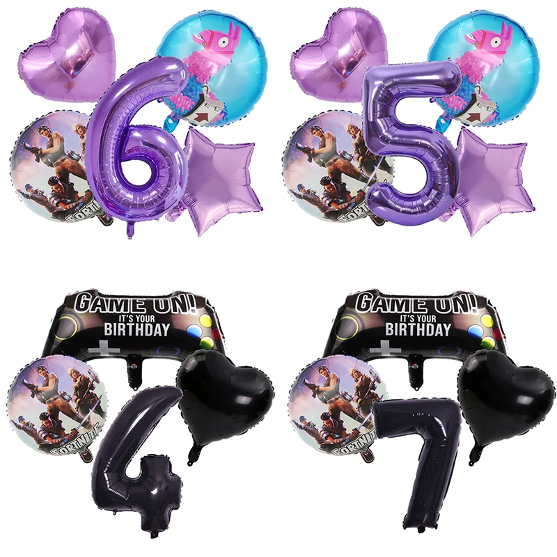 مجموعة بالونات أرقام لتزيين حفلات أعياد الميلاد للأطفال من Fortnite، لعبة قلعة ليلية للأولاد، بالونات على شكل دائري، ديكور منزلي #1