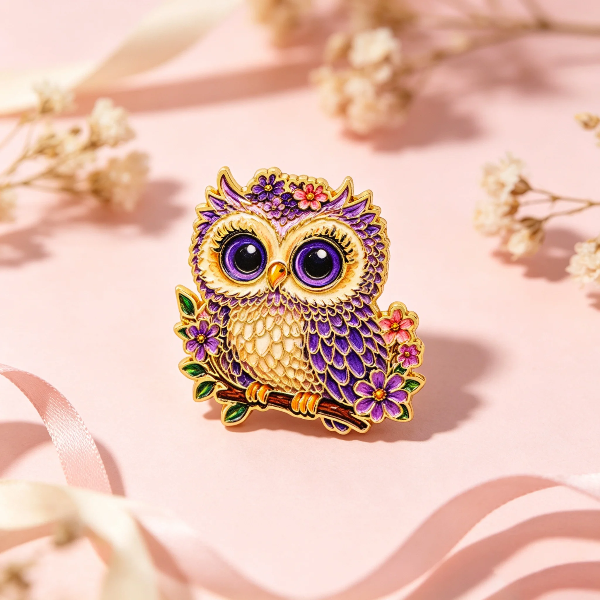 Aesthetic Boho Colorful Floral Owl Enamel Pins Brooch Lapel Pin Badge on Clothing Accessory Fashion Jewelry Gift For Friend