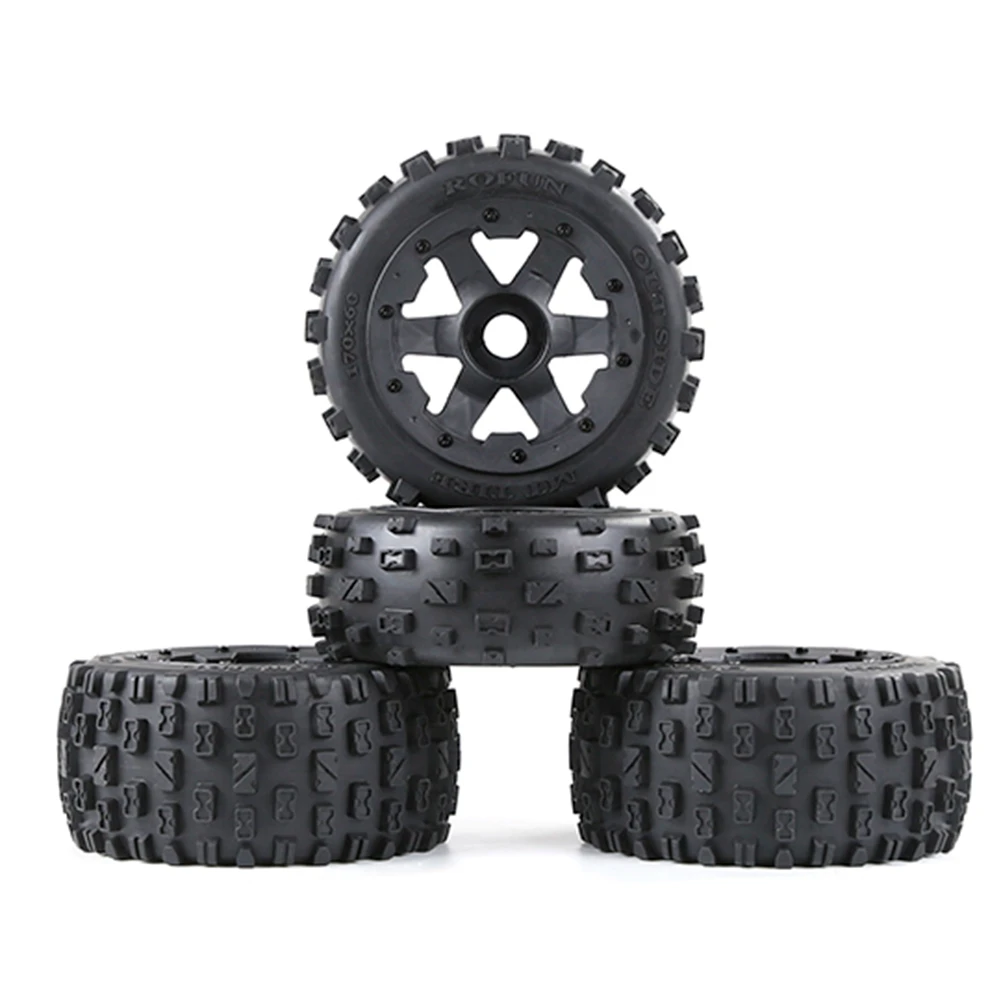 Off-Road-Auto-Set für Vorder- und Hinterreifen für 1/5 HPI ROFUN Baja Truck, Ersatzteile, Schwarz