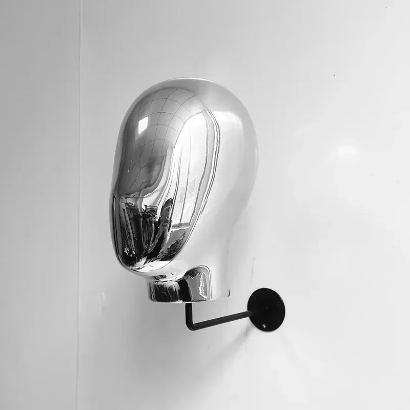 Chrome Gold Wall Mounted Wig Stand Headless Mannequin Display Frame for Hair Salon Shop Window Decoration Monitor Holder Tool