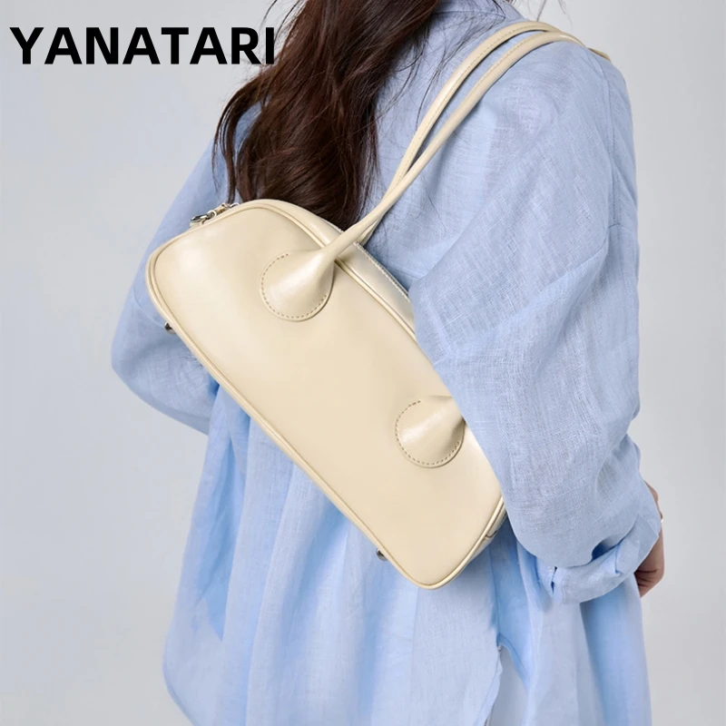 YANATARI underarm cowhide Genuine leather handbags women vintage shoulder bag female korean luxury bag high quality 2024