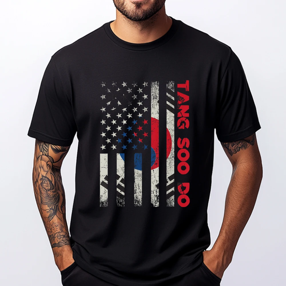 

Tang Soo Do Usa Flag Taekwondo Mixed Martial Arts Mma Graphic T Shirts Men Cotton T Shirt Man's T-shirt
