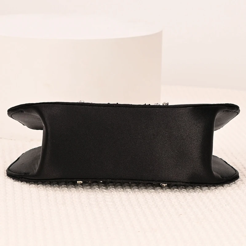 Shell Shaped Satin Evening Bags For Women Luxury Designer Handbag And Purses 2026 New In Mosaic Imitation Diamond Chain Shoulder
