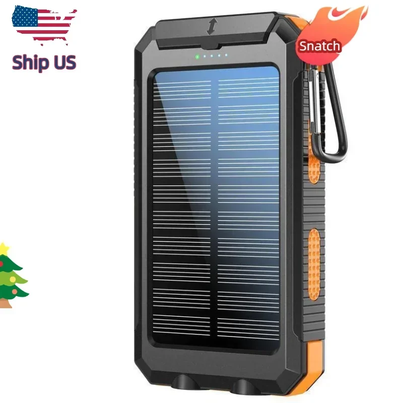 

Быстрозаряжаемый водонепроницаемый солнечный повербанк 10000 мАч - легкое портативное зарядное устройство для походов и кемпинга