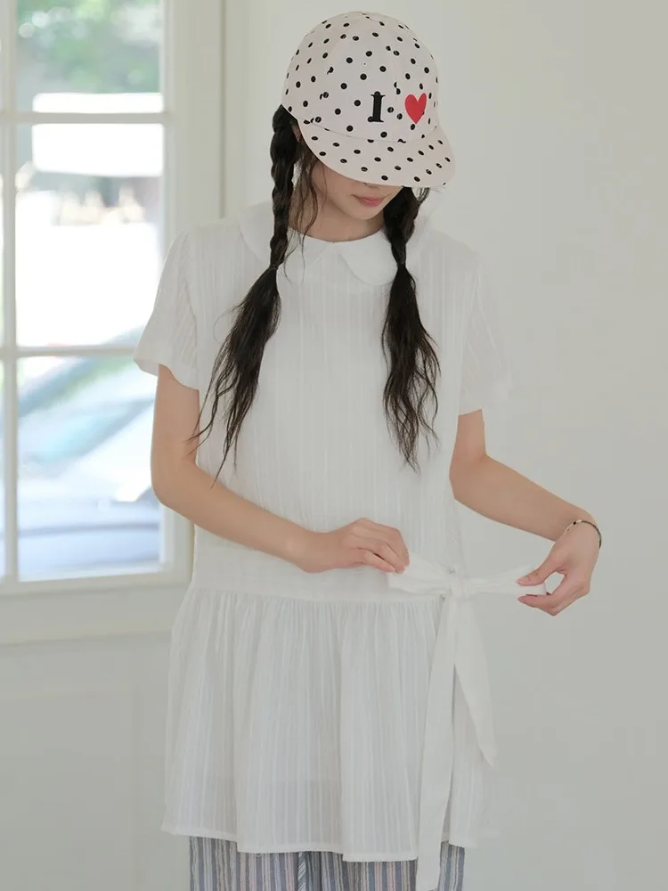 

Chic Vintage Japanese Sle College Girl Plaid ort Sve Dr Bow Tie Collar Doll Dr Commute Single Piece Summer 2025