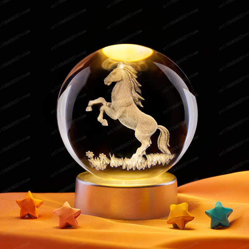 Zodiac horse luminous crystal ball night light creative birthday gift ornament for boys and girls