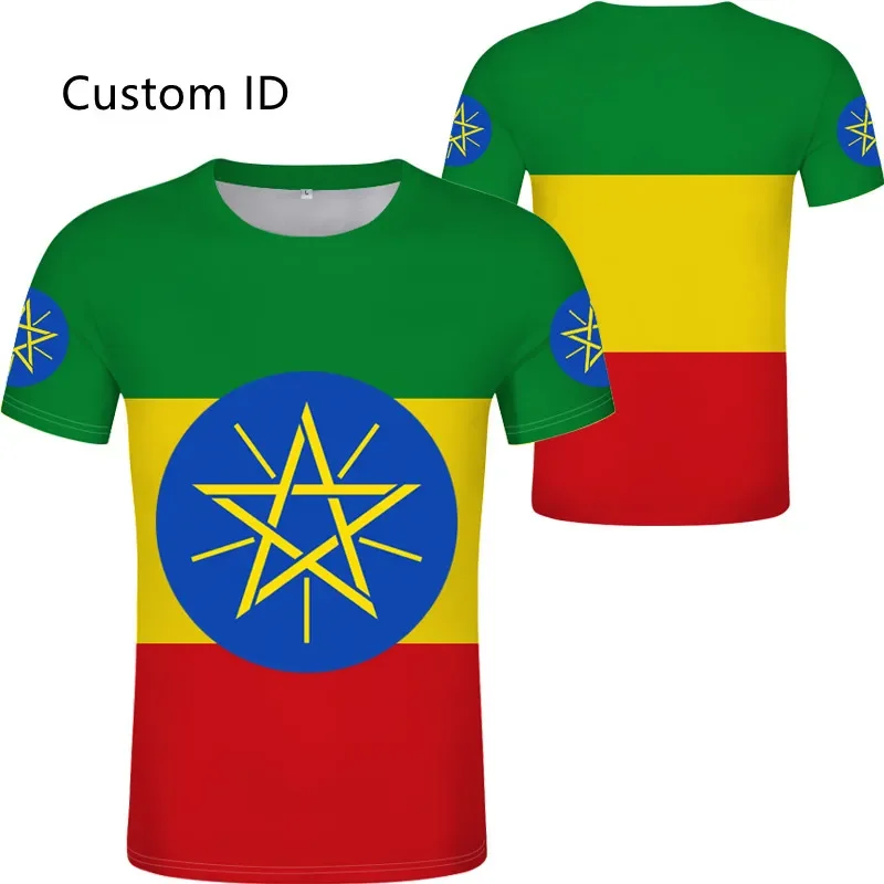 2024 Summer Oversized Ethiopia T-shirt Print Photo Clothing Ethiopia Lion Judas Flag Decoration T-shirt DIY Free Custom Name Num