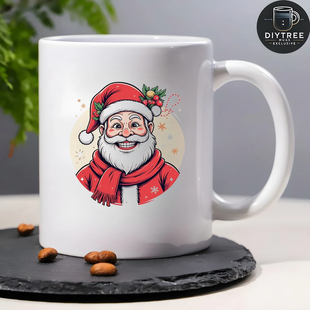 11オンスカップ + サンタクロースの漫画柄 + クリスマスギフト - 子供用水筒 家族 オフィス クリエイティブコーヒーカップ