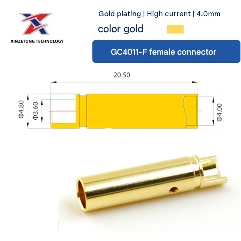 Amass GC4011-M/F Genuine 4.0mm Gold-Plated Pure Copper Banana Plug (Motor-Specific)