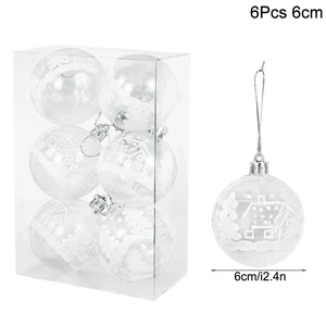6 PCs/Box 6 cm transparent Malerei Weihnachtsball Neujahr Weihnachtsbaum Ornamente Home Dekoration 2023 Noel Navidad Geschenke 10 Hauptverkaufsbälle transparentes Weihnachten - №9